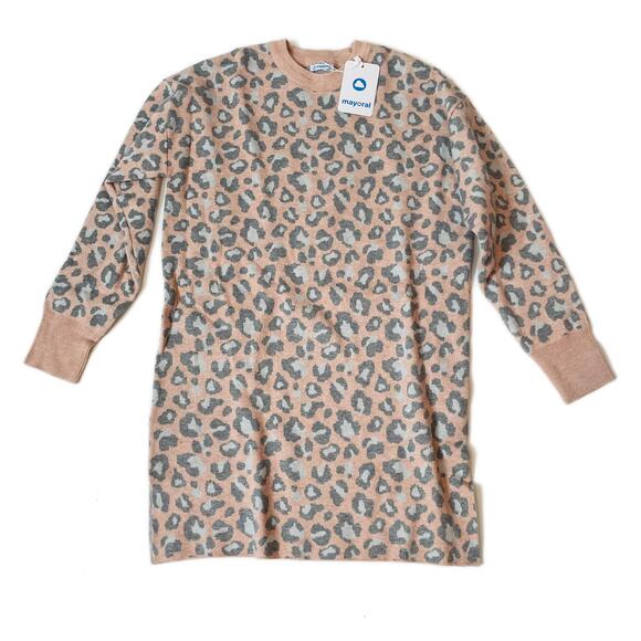 NWT Mayoral Size 18 Pink Leopard Sweater Dress - Picture 1 of 9